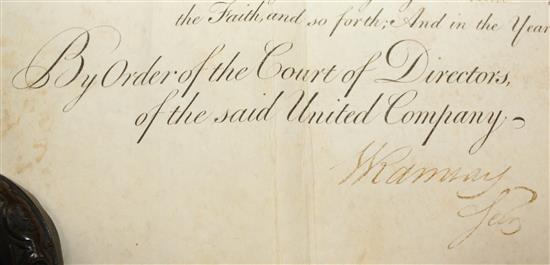 A George III Order of Appointment to Walter Caulfield Lennon Gentleman, 13 x 18.5in.